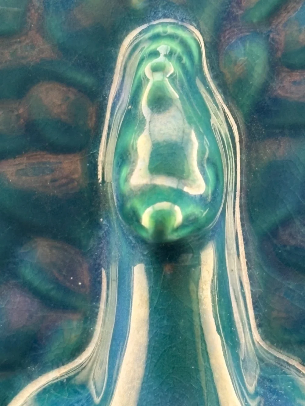 Vintage McCoy Style Peacock Wall Pocket Planter Vase Blue Teal Glaze USA MCMBeau